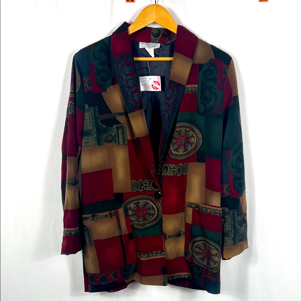 VINTAGE 90's KESINGTON SQUARE Women's Multicolor Blazer Size Medium Long Sleeve